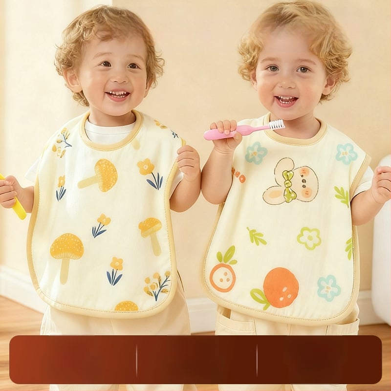 Vaikams skirtas seilių rankšluostis — 100% medvilnė, vandeniui atsparus ir nešvarumams atsparus, tinklelio ir animacinių personažų raštas, tinka 3–8 metų vaikams