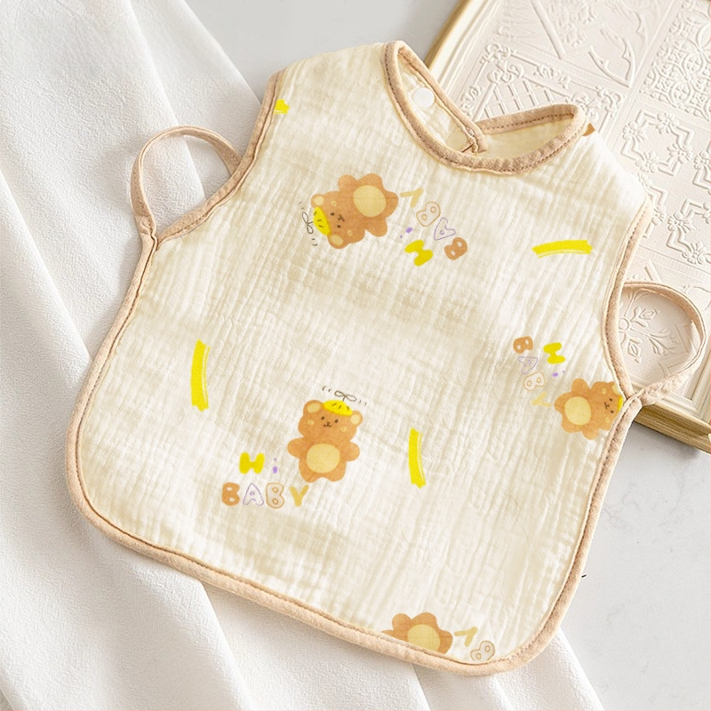 Vaikams skirtas seilių rankšluostis — 100% medvilnė, vandeniui atsparus ir nešvarumams atsparus, tinklelio ir animacinių personažų raštas, tinka 3–8 metų vaikams