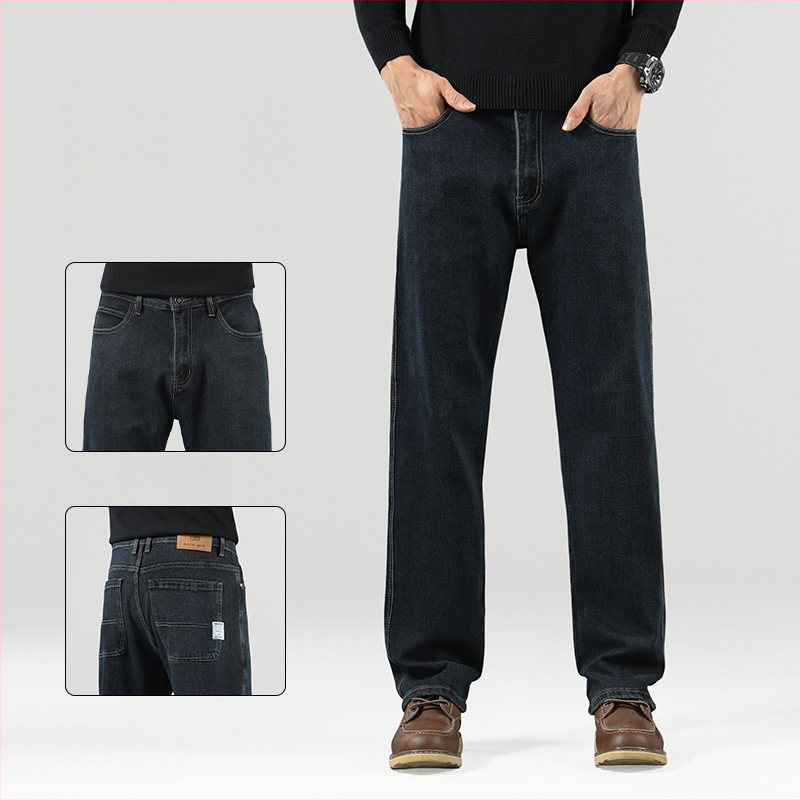 Vīriešu džinsi ar taisnu piegriezumu, vidējā josta, rāvējslēdzējs, kokvilnas-poliestera-viskozes-elastāna maisījums, četrsezonu valkāšana