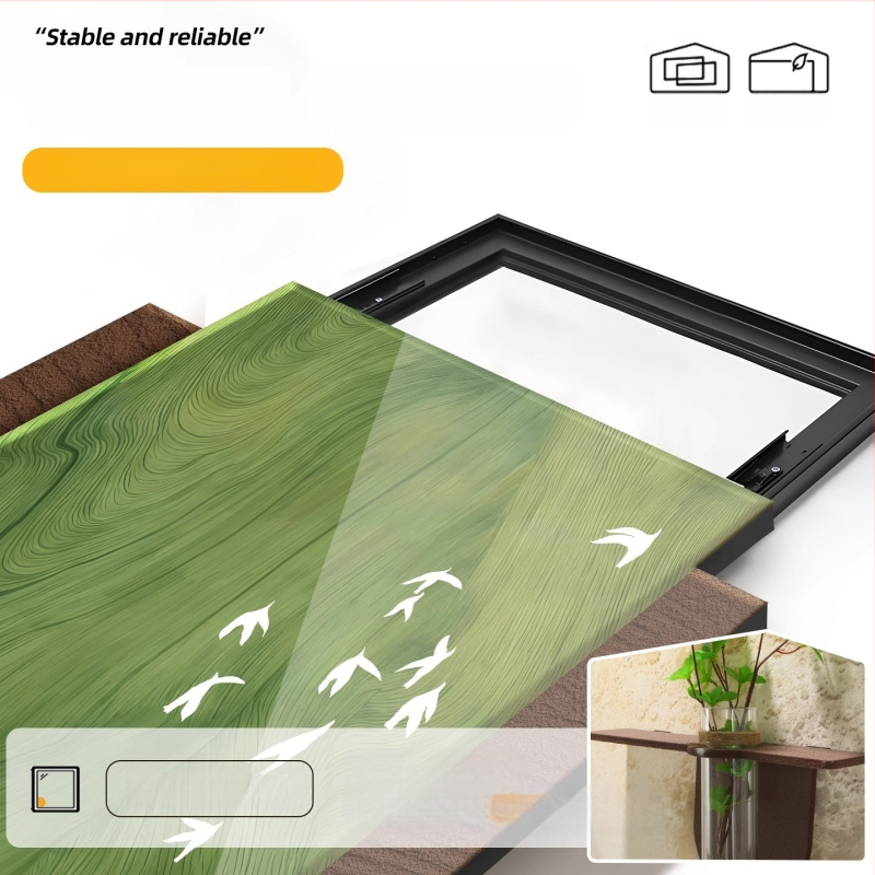 Dekoratyvinis įrėminamas paveikslas elektrinės skirstymo dėžei, vintidžo kremas stilius, PS rėmas, hidroponinė žalia augmenija