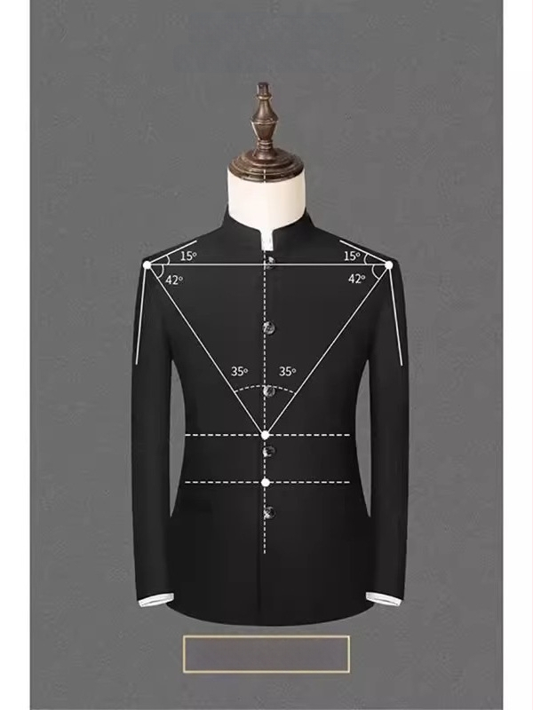 Vyriskas švarkas su pečių pagalvėlėmis ir stovinčia apykakle, laisvas kirpimas, poliesteris, 3 kišenės, pavasario-rudens