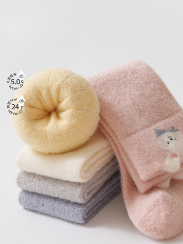 Zīdaiņu neilona zeķes ar garu cauruli, bieza, karikatūru raksts