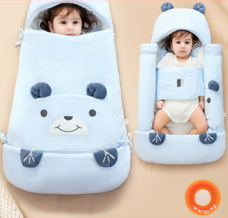Bėbių žieminis miego maišelis, medžiaga 100% medvilnė, užpildas poliesterio medvilnė, gyvūnų raštas, tinka vaikams nuo 1–3 metų