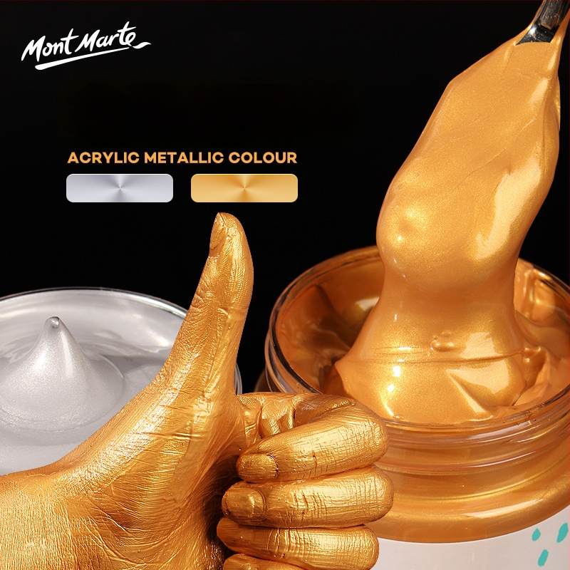 Monde metalinės fluorescencinės akrilinės dažos – 100 ml, atsparios vandeniui, nekenkia sveikatai, vienas buteliukas, skirtas sienų tapybai ir DIY projektams