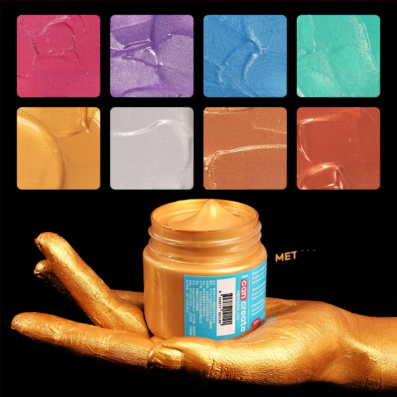 Monde metalinės fluorescencinės akrilinės dažos – 100 ml, atsparios vandeniui, nekenkia sveikatai, vienas buteliukas, skirtas sienų tapybai ir DIY projektams