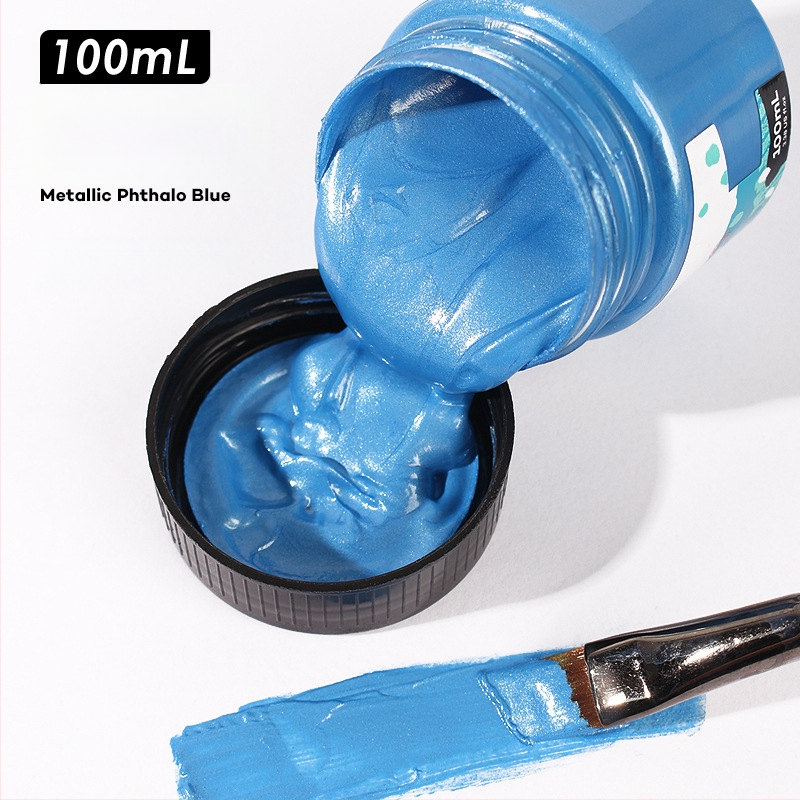 Monde metalinės fluorescencinės akrilinės dažos – 100 ml, atsparios vandeniui, nekenkia sveikatai, vienas buteliukas, skirtas sienų tapybai ir DIY projektams