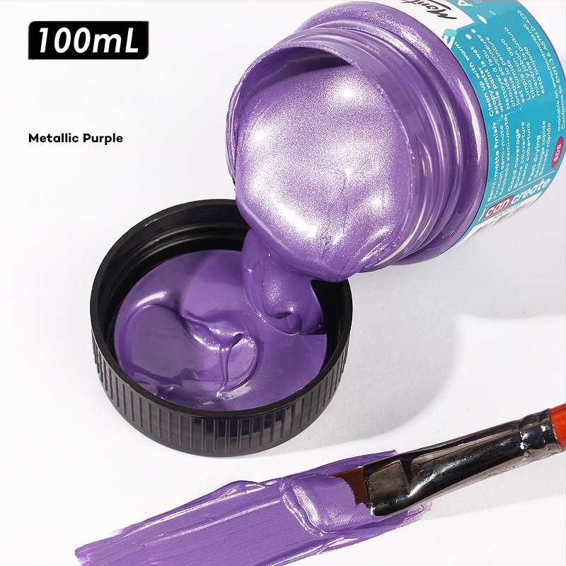 Monde metalinės fluorescencinės akrilinės dažos – 100 ml, atsparios vandeniui, nekenkia sveikatai, vienas buteliukas, skirtas sienų tapybai ir DIY projektams