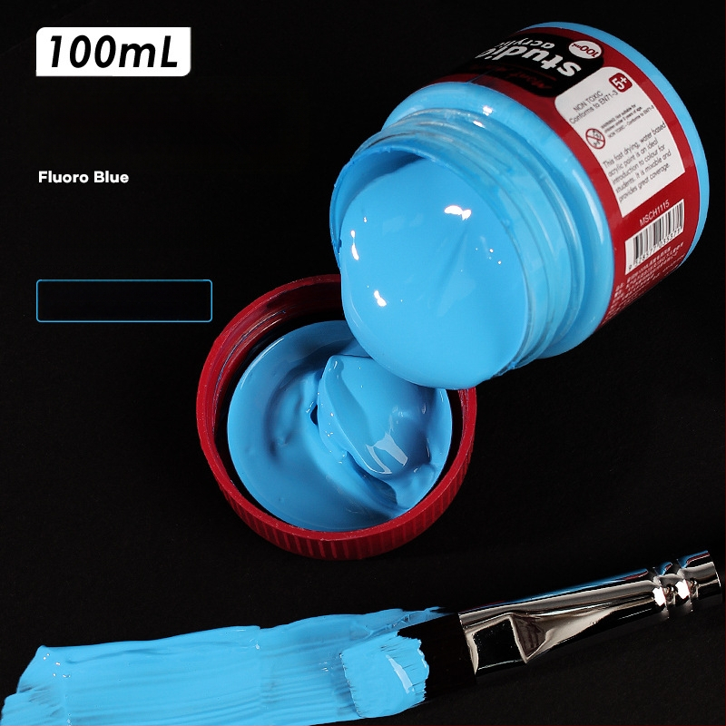 Monde metalinės fluorescencinės akrilinės dažos – 100 ml, atsparios vandeniui, nekenkia sveikatai, vienas buteliukas, skirtas sienų tapybai ir DIY projektams