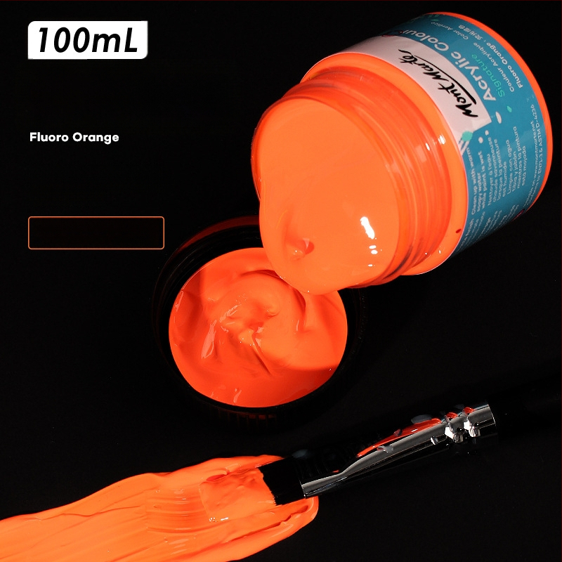 Monde metalinės fluorescencinės akrilinės dažos – 100 ml, atsparios vandeniui, nekenkia sveikatai, vienas buteliukas, skirtas sienų tapybai ir DIY projektams