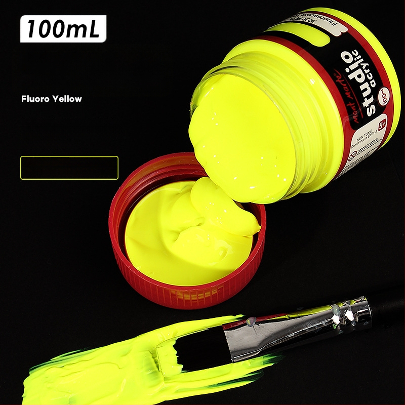 Monde metalinės fluorescencinės akrilinės dažos – 100 ml, atsparios vandeniui, nekenkia sveikatai, vienas buteliukas, skirtas sienų tapybai ir DIY projektams