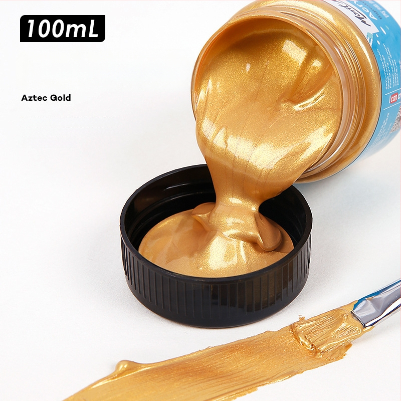 Monde metalinės fluorescencinės akrilinės dažos – 100 ml, atsparios vandeniui, nekenkia sveikatai, vienas buteliukas, skirtas sienų tapybai ir DIY projektams