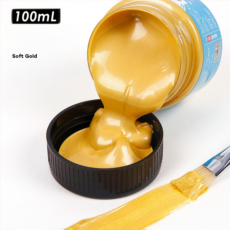 Monde metalinės fluorescencinės akrilinės dažos – 100 ml, atsparios vandeniui, nekenkia sveikatai, vienas buteliukas, skirtas sienų tapybai ir DIY projektams