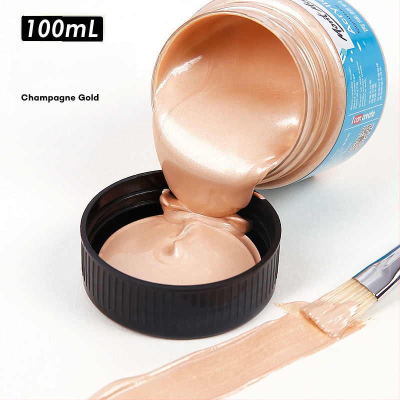 Monde metalinės fluorescencinės akrilinės dažos – 100 ml, atsparios vandeniui, nekenkia sveikatai, vienas buteliukas, skirtas sienų tapybai ir DIY projektams