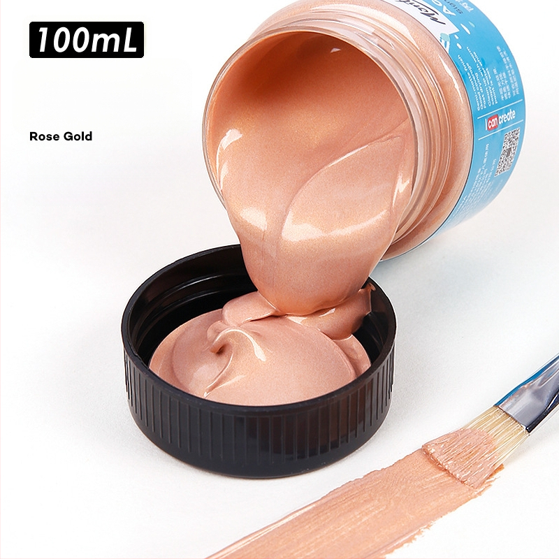 Monde metalinės fluorescencinės akrilinės dažos – 100 ml, atsparios vandeniui, nekenkia sveikatai, vienas buteliukas, skirtas sienų tapybai ir DIY projektams