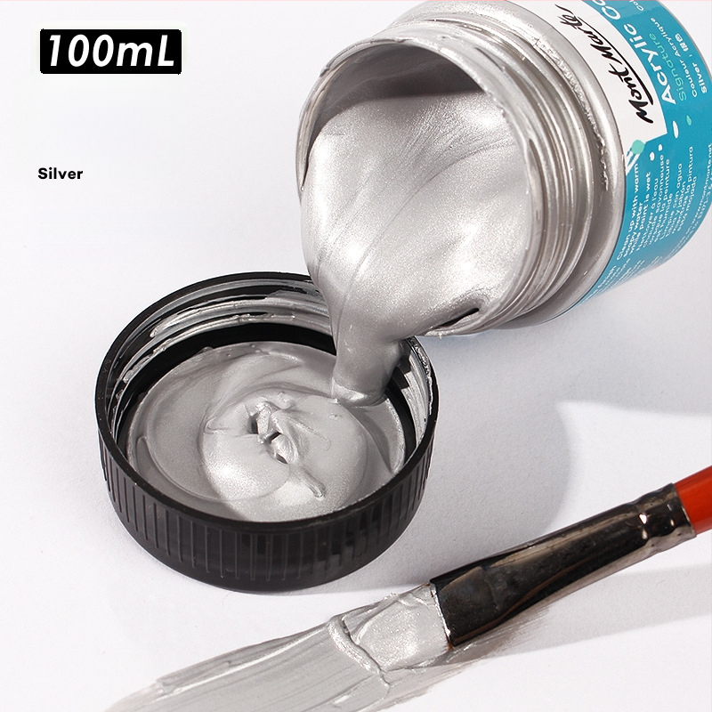 Monde metalinės fluorescencinės akrilinės dažos – 100 ml, atsparios vandeniui, nekenkia sveikatai, vienas buteliukas, skirtas sienų tapybai ir DIY projektams