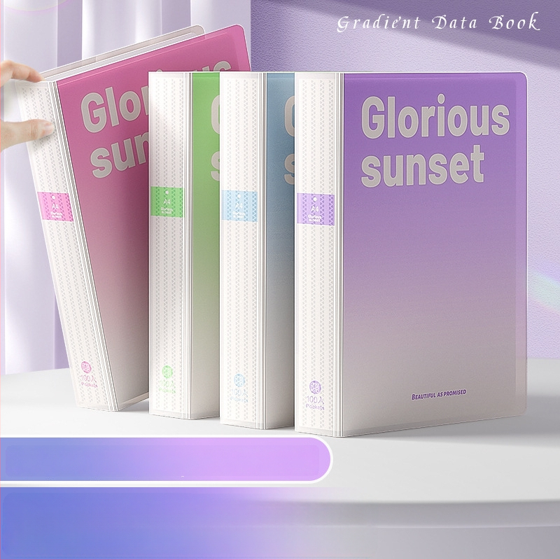 Dokumentų dėklas su įterptais lapais, gradientinis spalvų dizainas, daugiasluoksė laikymo sistema (Medžiaga: Plastikas; Lapų skaičius: 100; Logotipo spausdinimas: Ne; Pritaikymas: Ne)