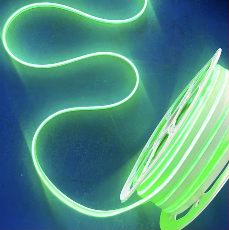 Neon LED juostelė 2835, 120 LED/m, IP65 atspari vandeniui, 8W, įėjimas 12-24-110-220V