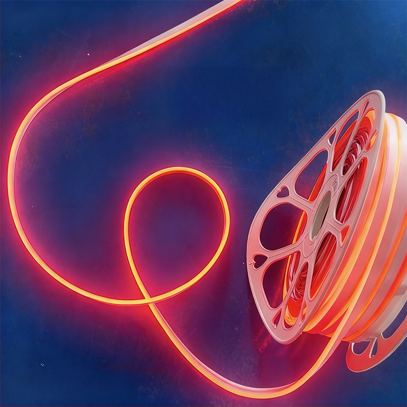 Neon LED juostelė 2835, 120 LED/m, IP65 atspari vandeniui, 8W, įėjimas 12-24-110-220V