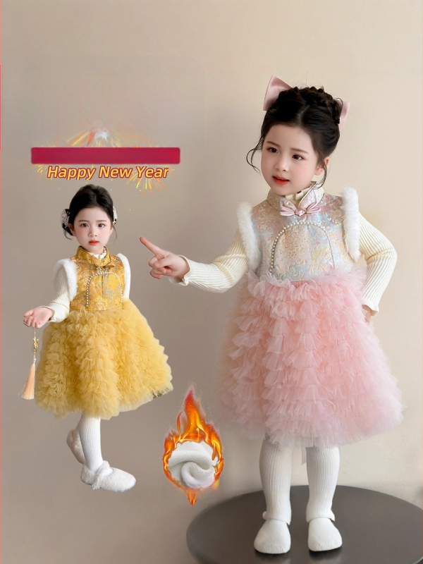 Meitenes tradicionālā ķīniešu kleita ziemai – princese stila etnisks kostīms, vilnas iekšējā odere, kokvilnas audums, biezs dizains