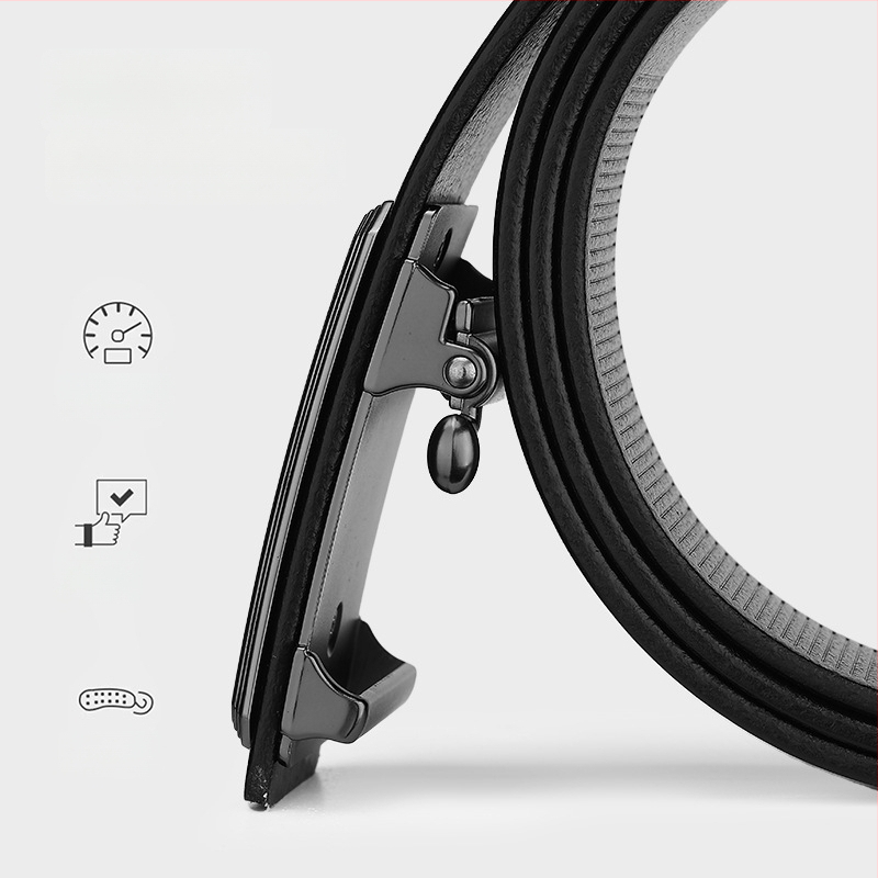 Vyrų odinis diržas verslo stiliui su automatine sagtimi, pirmo sluoksnio karvės odos, plotis 2–4 cm, sagtis: lydinys