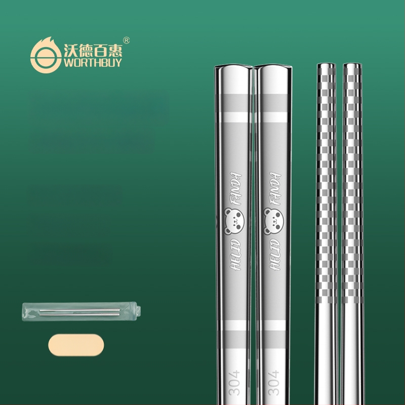 316 nerūdijančio plieno valgymo lazdelės, kvadratinės ir ilgos, neslystančios, atsparios pelėsiams, su animaciniu raštu, namų stalo įrankiai