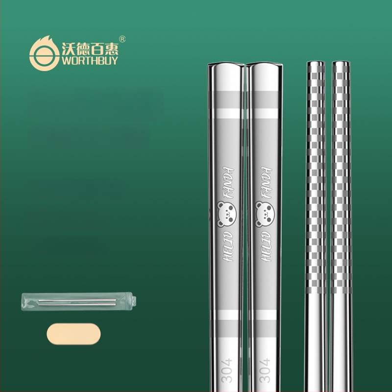 316 nerūdijančio plieno valgymo lazdelės, kvadratinės ir ilgos, neslystančios, atsparios pelėsiams, su animaciniu raštu, namų stalo įrankiai