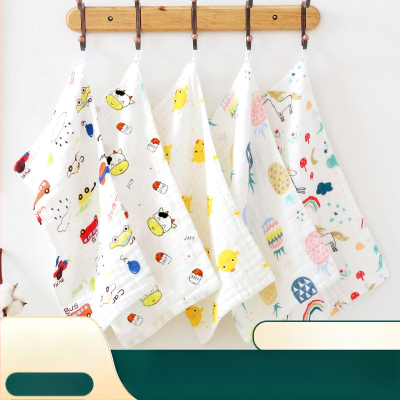 Šešių sluoksnių kūdikių rankšluostis, sugeriantis, minkštas, su spauda, 100% medvilnė