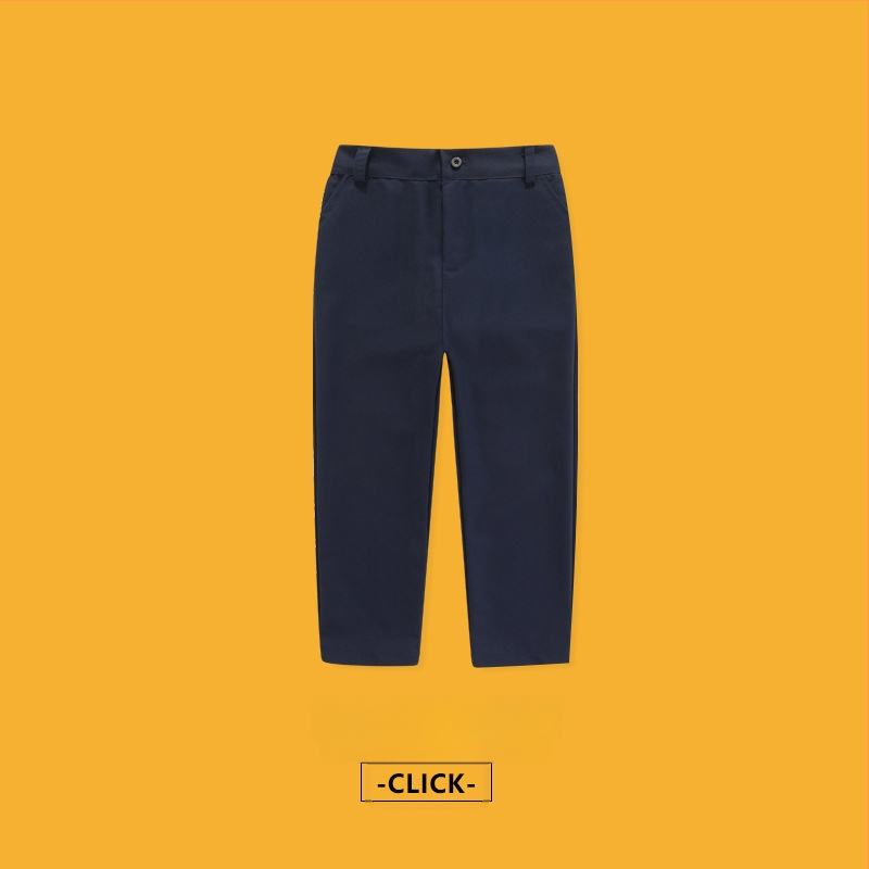 Laste püksid, keskmine vöökoht, polüesteri segu 80%, kortsude vastupanu, triikimata, igapäevane koolistiil, kevad 2025, unisex