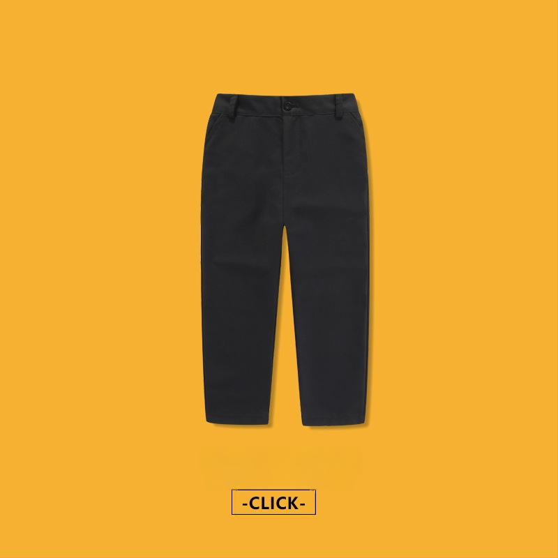 Laste püksid, keskmine vöökoht, polüesteri segu 80%, kortsude vastupanu, triikimata, igapäevane koolistiil, kevad 2025, unisex