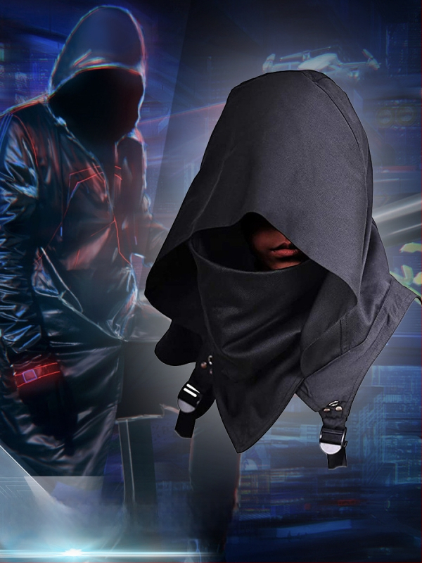 Roaming Club unisex cosplay kostiumas: cyberpunk kepurė ir gobtuvinė skraistė, poliesterio-spandekso audinys, scenos kostiumas
