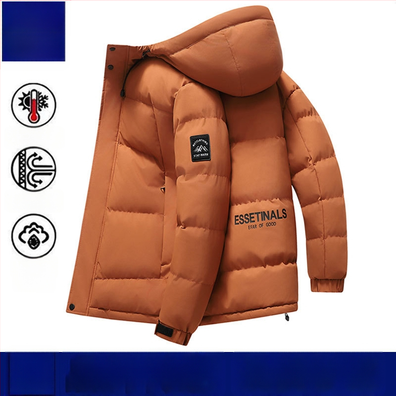 Vyrinė striukė su gobtuvu, medvilnės užpildas, storesnė pamušalas, užtrauktukas, šoninės kišenės