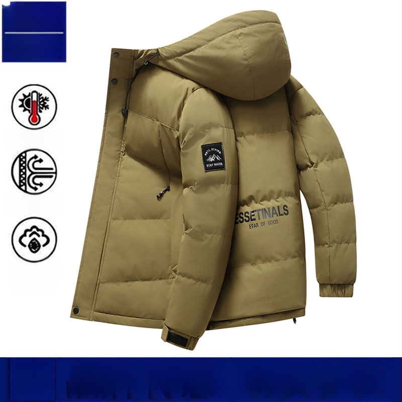 Vyrinė striukė su gobtuvu, medvilnės užpildas, storesnė pamušalas, užtrauktukas, šoninės kišenės