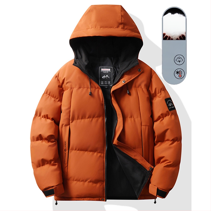 Vyrinė striukė su gobtuvu, medvilnės užpildas, storesnė pamušalas, užtrauktukas, šoninės kišenės