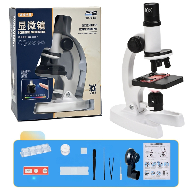 Laudmikroskoop lastele, 1200x suurendus, plastikust mänguasja, 7–14 aastat, pakend: pappkarp