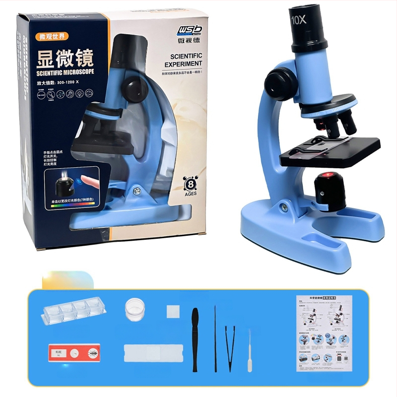 Laudmikroskoop lastele, 1200x suurendus, plastikust mänguasja, 7–14 aastat, pakend: pappkarp