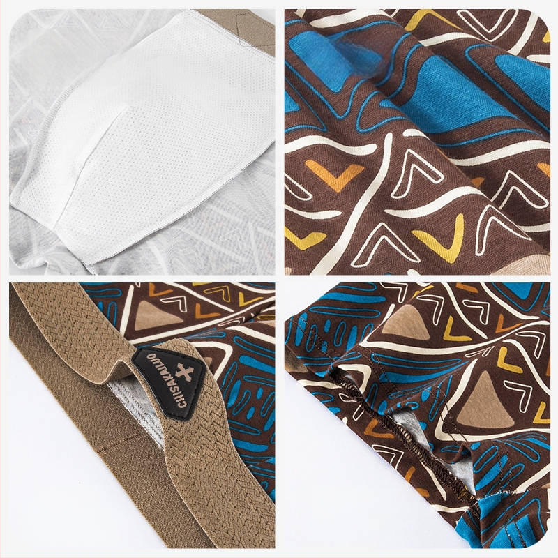 Vyriniai boxer šortai — 100% medvilnė, geometrinis raštas, vidutinio liemens aukštis, kvėpuojantys, greitai džiūstantys, antibakteriniai