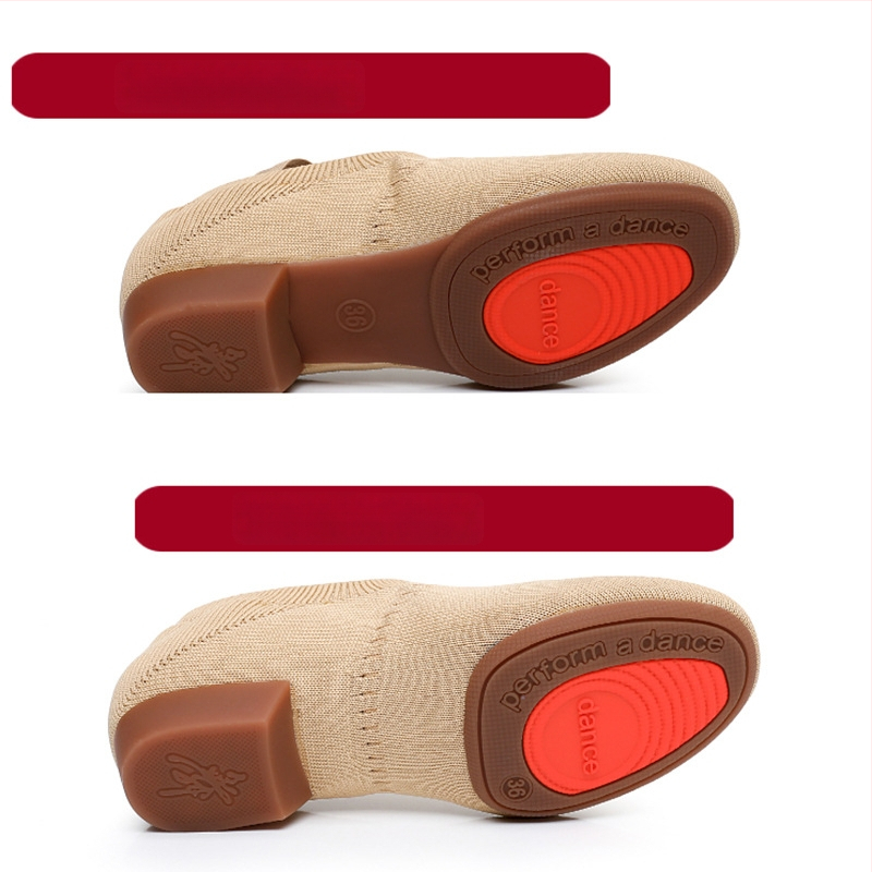 Moterų šokių bateliai kvadratiniam šokiui, tinklinė viršutinė dalis, kvėpuojantys, tinkami baletui ir šokių judesiams