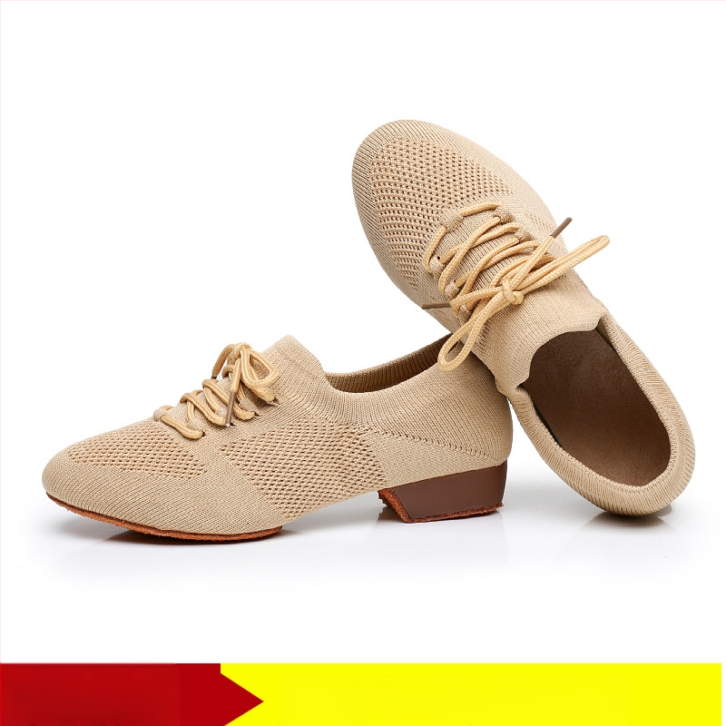 Moterų šokių bateliai kvadratiniam šokiui, tinklinė viršutinė dalis, kvėpuojantys, tinkami baletui ir šokių judesiams