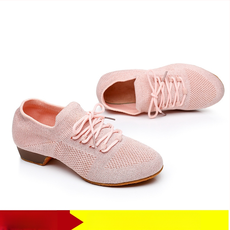 Moterų šokių bateliai kvadratiniam šokiui, tinklinė viršutinė dalis, kvėpuojantys, tinkami baletui ir šokių judesiams