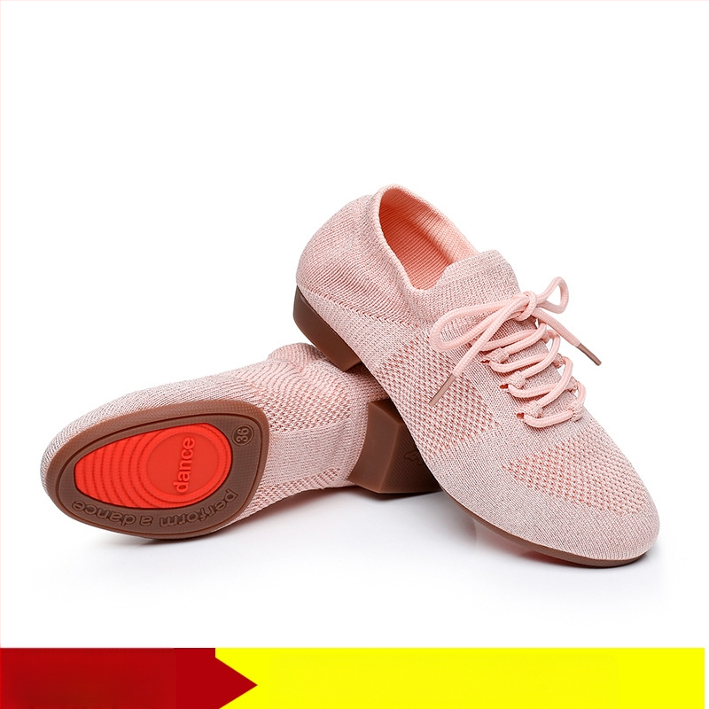 Moterų šokių bateliai kvadratiniam šokiui, tinklinė viršutinė dalis, kvėpuojantys, tinkami baletui ir šokių judesiams