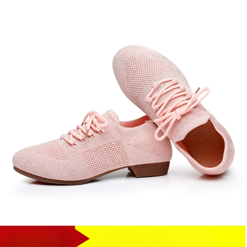 Moterų šokių bateliai kvadratiniam šokiui, tinklinė viršutinė dalis, kvėpuojantys, tinkami baletui ir šokių judesiams