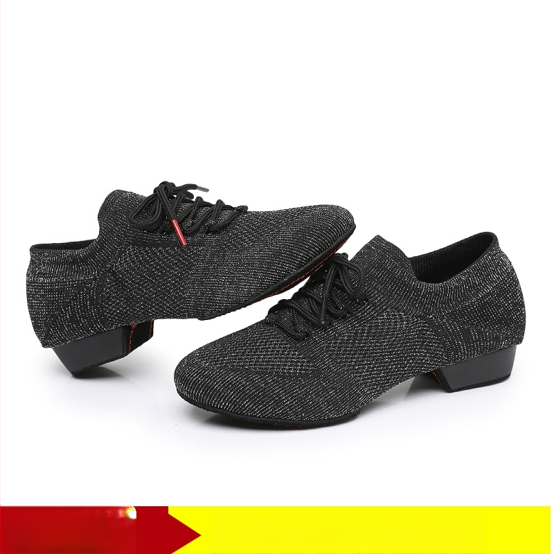 Moterų šokių bateliai kvadratiniam šokiui, tinklinė viršutinė dalis, kvėpuojantys, tinkami baletui ir šokių judesiams