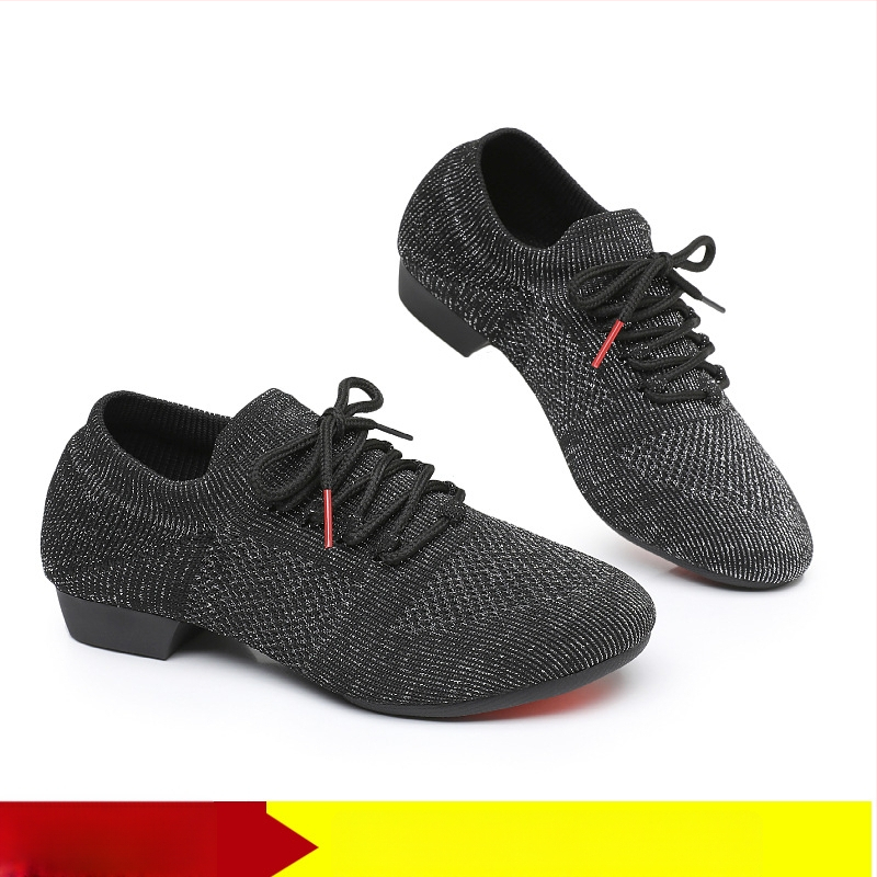 Moterų šokių bateliai kvadratiniam šokiui, tinklinė viršutinė dalis, kvėpuojantys, tinkami baletui ir šokių judesiams