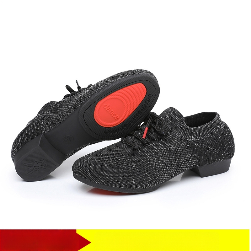 Moterų šokių bateliai kvadratiniam šokiui, tinklinė viršutinė dalis, kvėpuojantys, tinkami baletui ir šokių judesiams