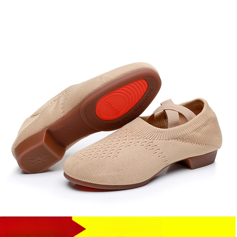 Moterų šokių bateliai kvadratiniam šokiui, tinklinė viršutinė dalis, kvėpuojantys, tinkami baletui ir šokių judesiams