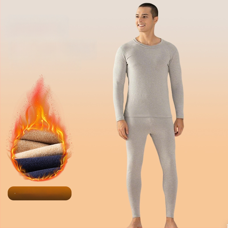 Meeste vill-siidi termilise aluspesu komplekt – sametvooder, 251–300 g/m², ülaosa ja püksid, ümmargune kaelus, pikkade varrukatega