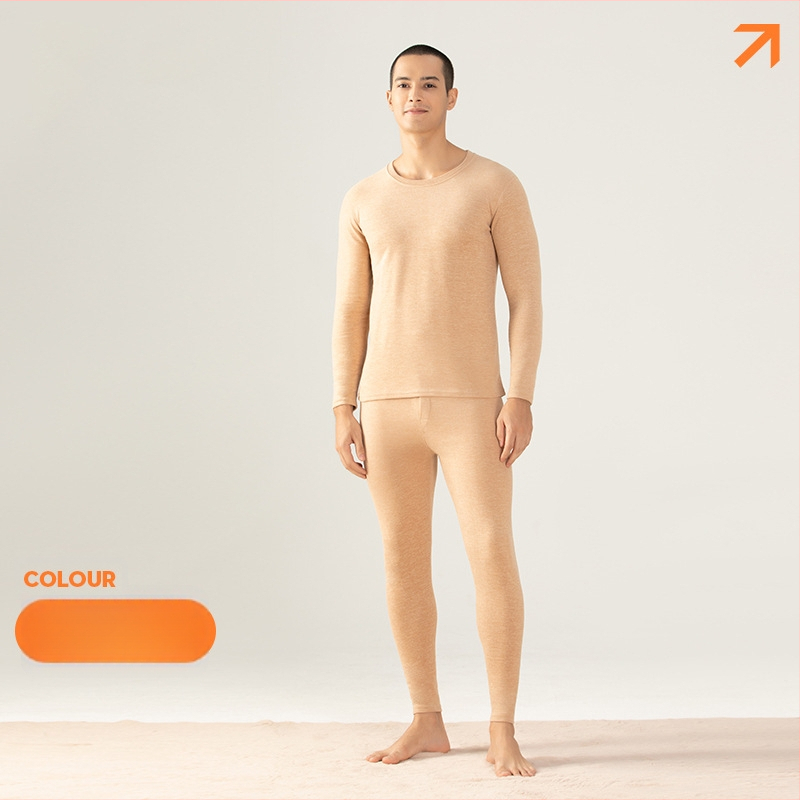 Meeste vill-siidi termilise aluspesu komplekt – sametvooder, 251–300 g/m², ülaosa ja püksid, ümmargune kaelus, pikkade varrukatega