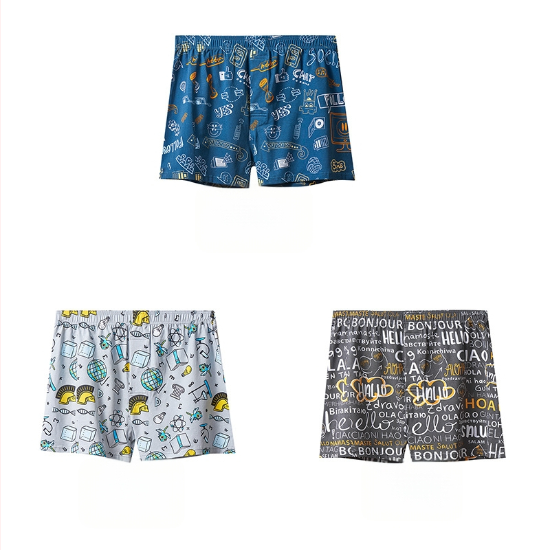 Vyrų medvilniniai bokseriai, vidurio liemens talija, megztas audinys, 95-100% medvilnė, gėlių ar grafiti modelis