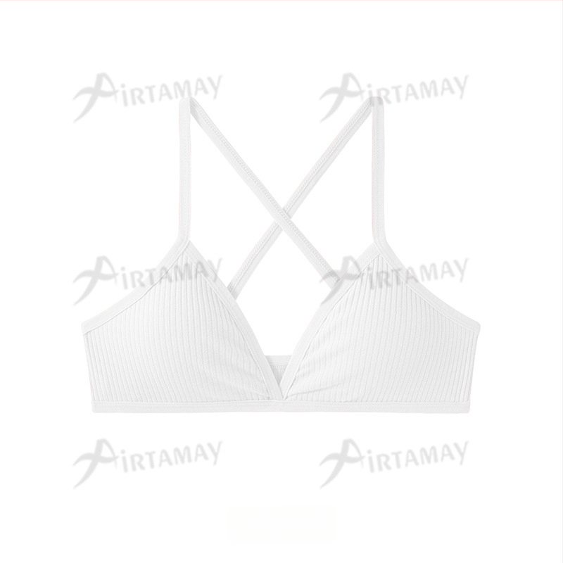 Belaidė medvilninė liemenėlė jogai su nuimtomis kvėpuojančiomis kryžminėmis petnešomis, 95% medvilnė