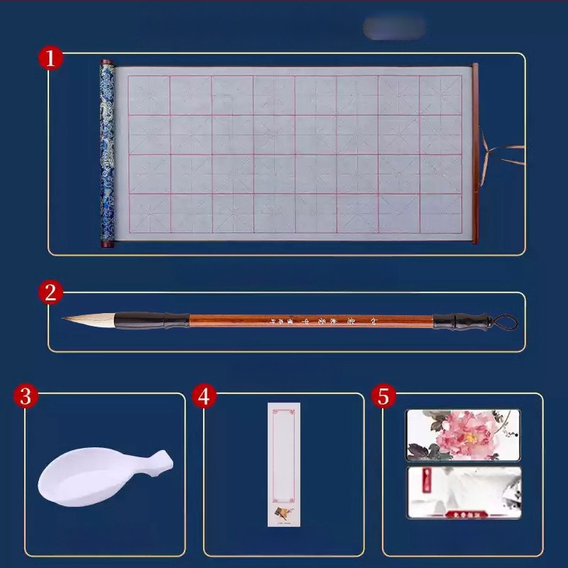 Tan yixuan Vandeninis rašymo audinys kaligrafijos ir teptuko praktikai, ryžių tinklelio dizainas, brokato dizainas, skalbiamas